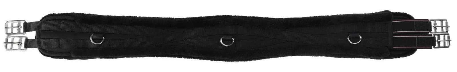 Popręg ze sztucznym futrem, czarny, 135 cm, Covalliero