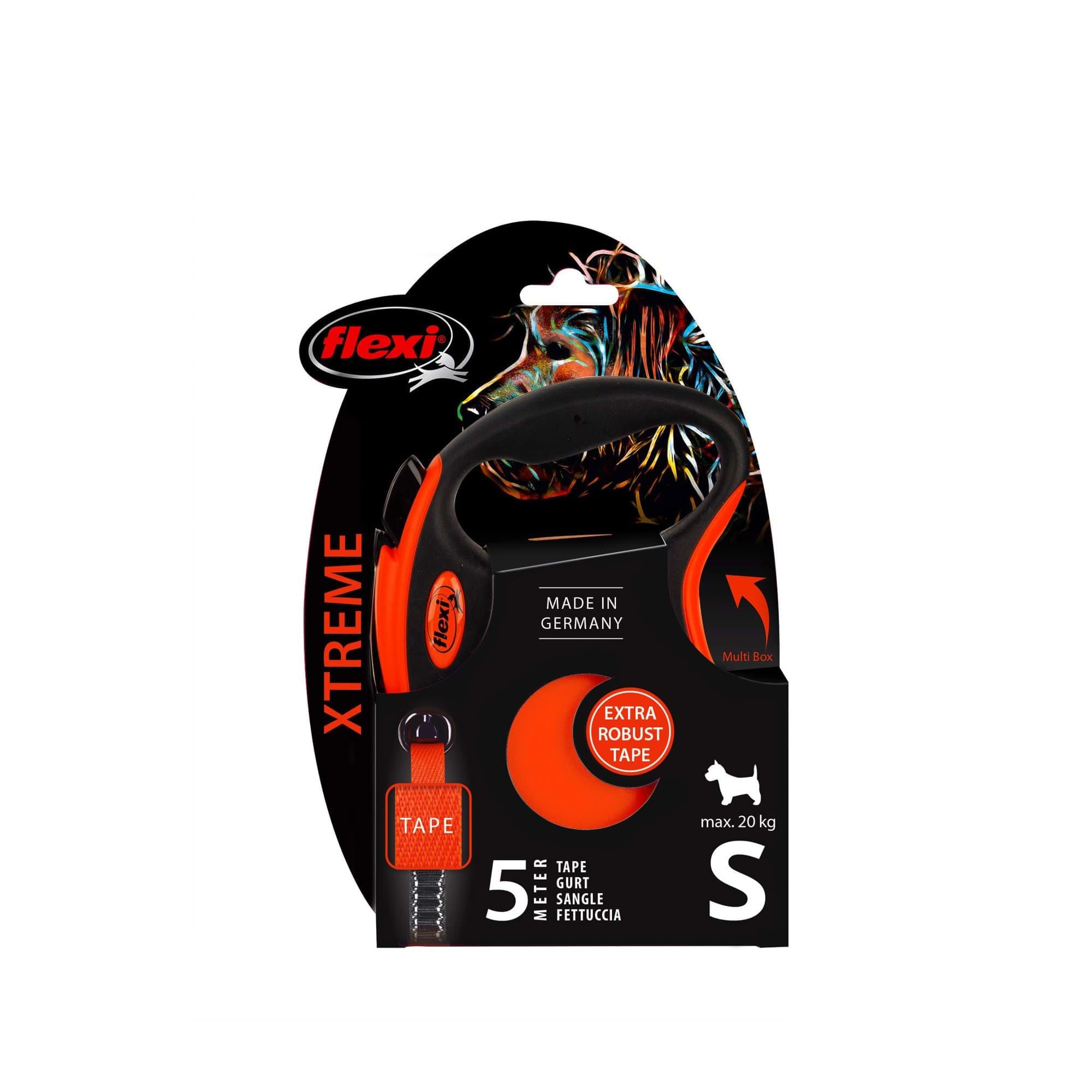 Smycz dla psa Flexi Xtreme, taśma, pomarańczowa, roz. S, 5 m, 20 kg