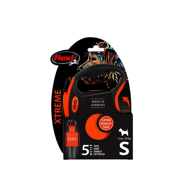 Smycz dla psa Flexi Xtreme, taśma, pomarańczowa, roz. S, 5 m, 20 kg