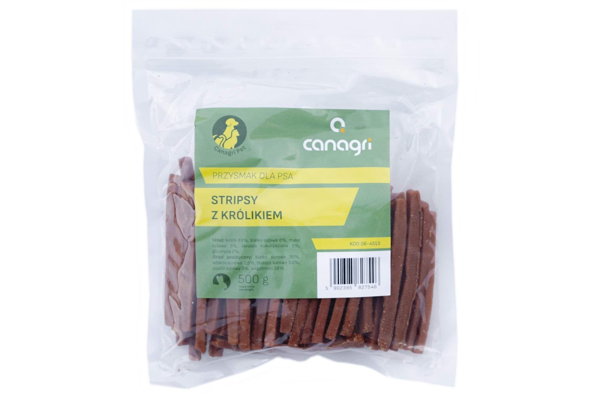 Przysmak dla psa, stripsy z królikiem, 500 g, Can Agri