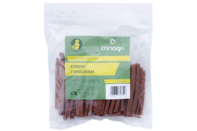 Przysmak dla psa, stripsy z królikiem, 500 g, Can Agri