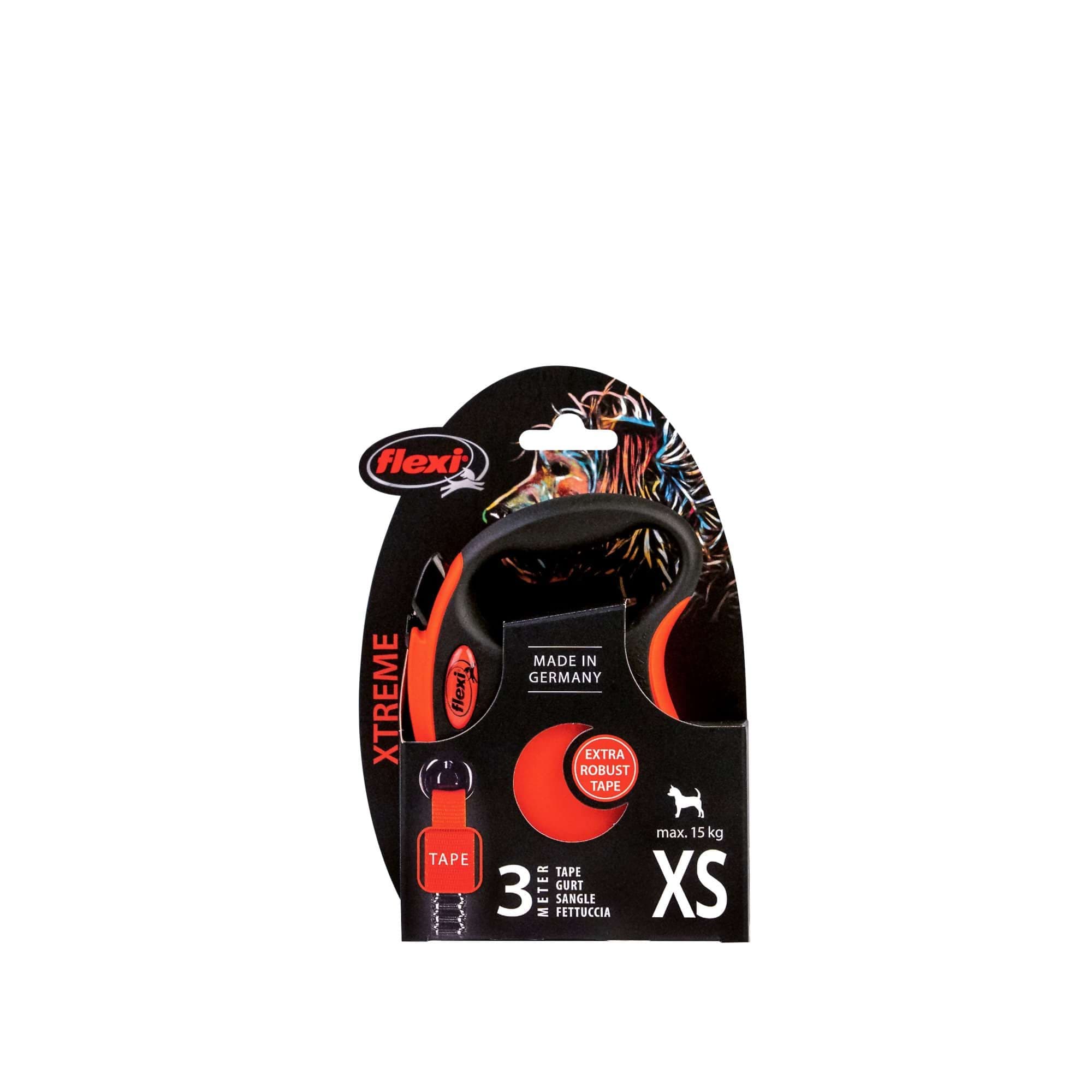Smycz dla psa Flexi Xtreme, taśma, pomarańczowa, roz. XS, 3 m, 15 kg