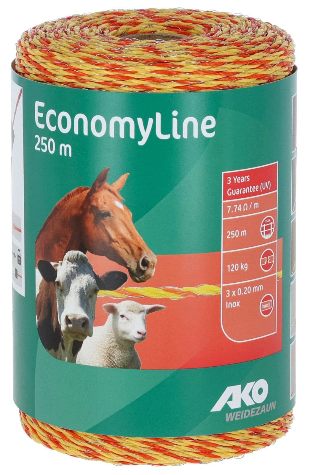 Plecionka ogrodzeniowa ECONOMY, 250 m, żółto-pomarańczowa, AKO
