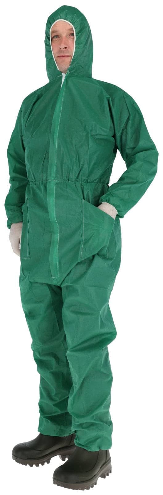 Kombinezon ochronny Basic, zielony, roz. XXL, z kapturem, Kerbl