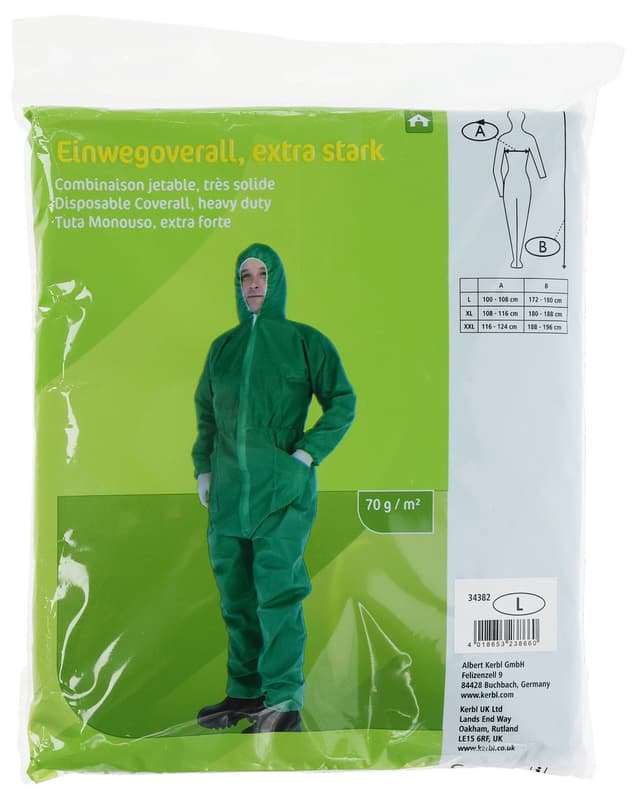 Kombinezon ochronny Basic, zielony, roz. XL, z kapturem, Kerbl