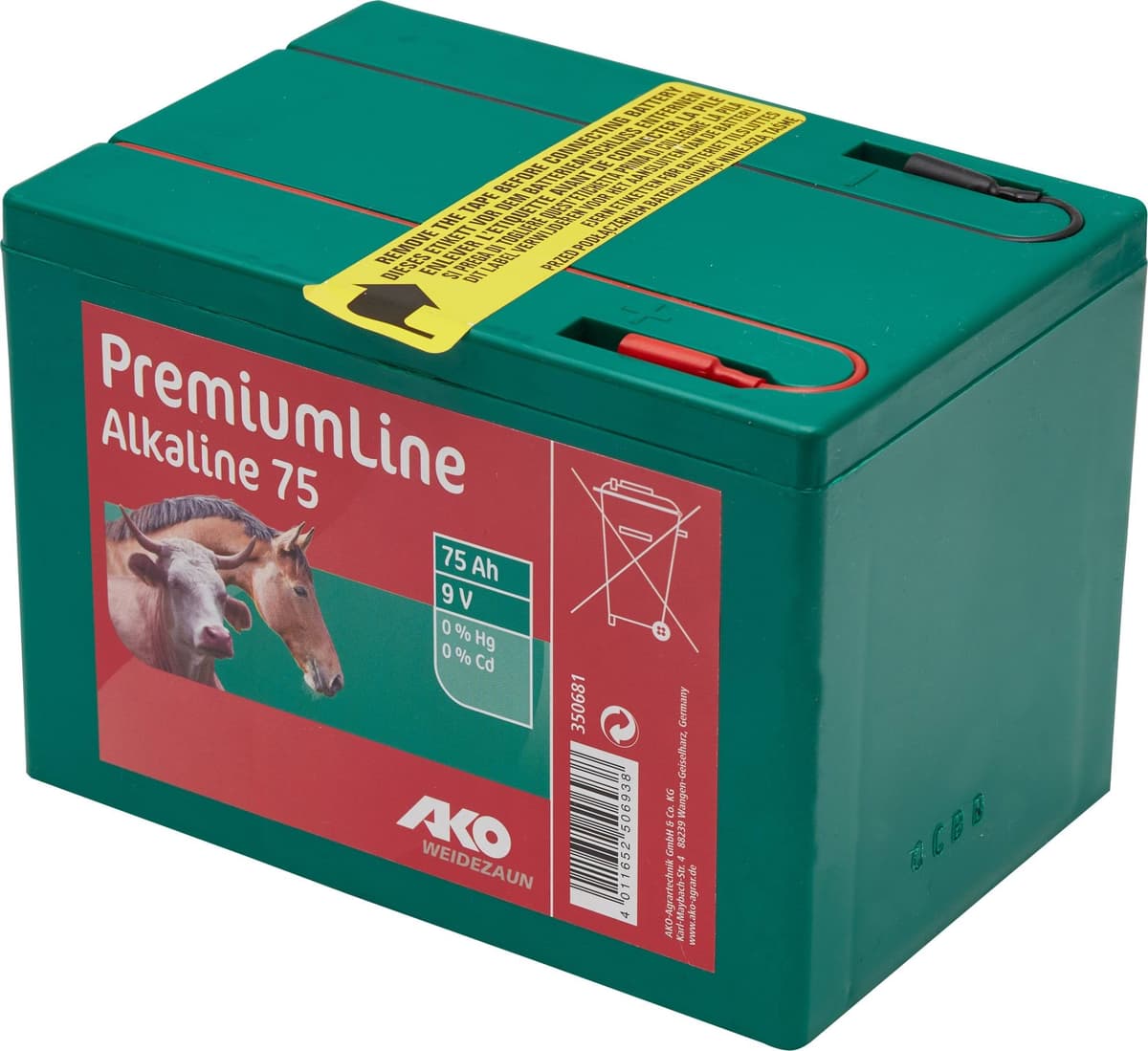 Bateria alkaliczna do elektryzatora, 9 V, 75 Ah, AKO