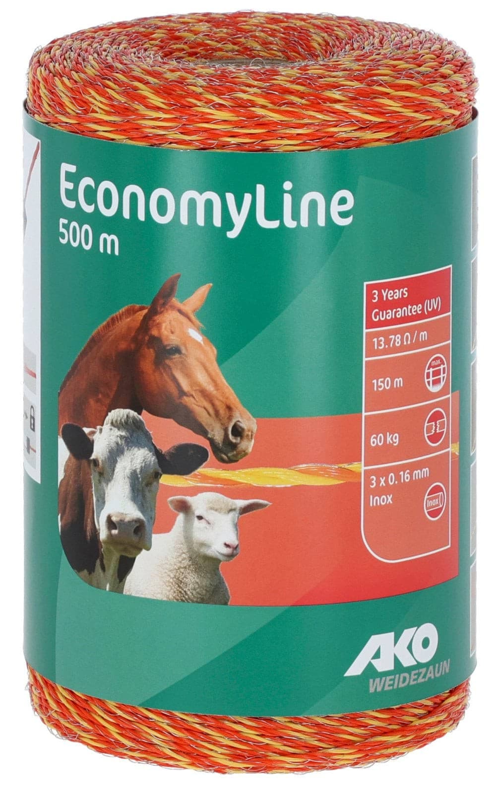 Plecionka ogrodzeniowa ECONOMY, 500 m, żółto-pomarańczowa, AKO