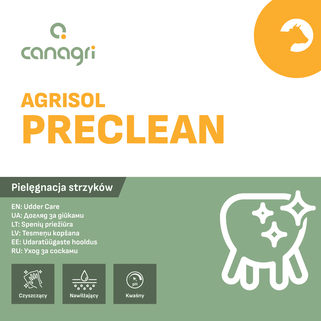 Płyn do mycia wymion Agrisol PreClean 69, 2 kg, Can Agri