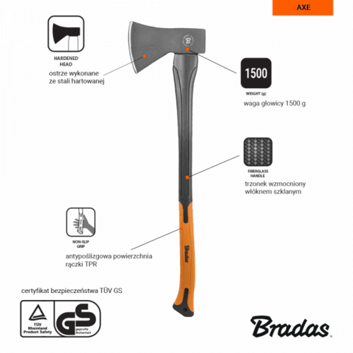 Bradas siekiera uniwersalna Fiberglass 1500g KTSF1150