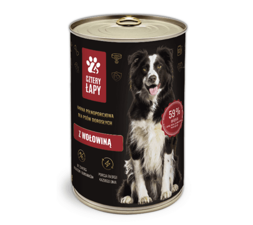 4 łapy   1250g puszka dla psa wołowina
