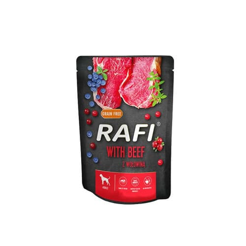 Rafi Pies saszetka 300g z wołowiną, borówką i żurawiną