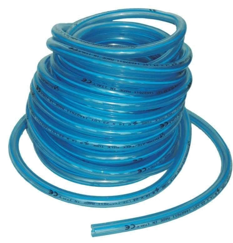 Przewód mleczny PVC, 14 x 23 mm, 25 m, 4 niebieskie paski, Spaggiari