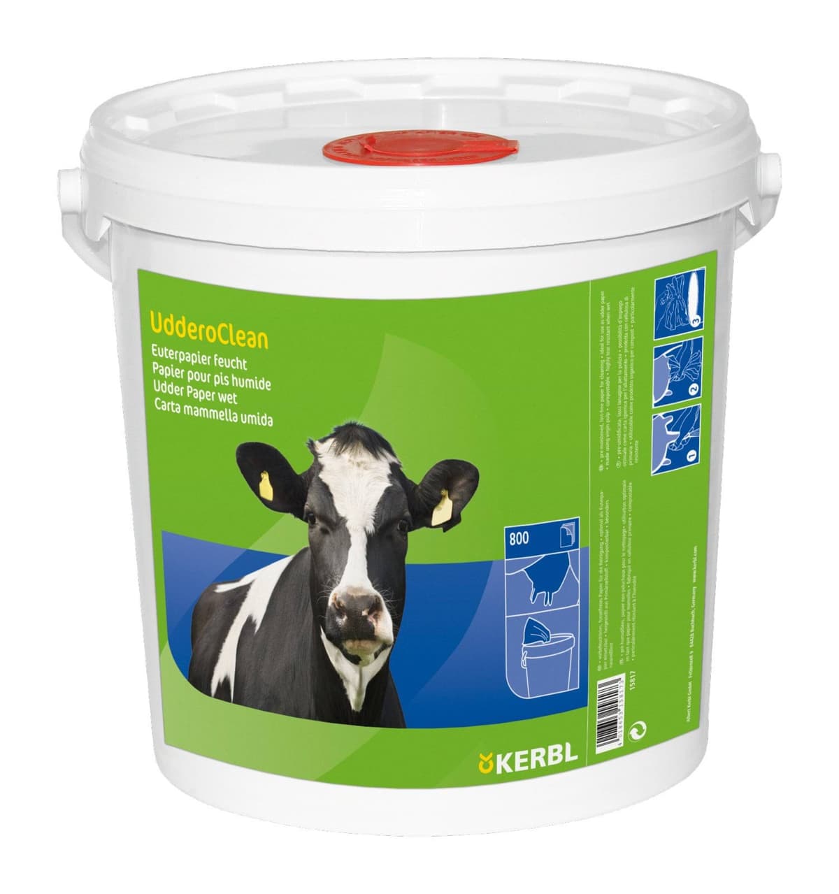 Papier do wymion w wiadrze Uddero Clean, 20 x 20 cm, 800 szt., Kerbl
