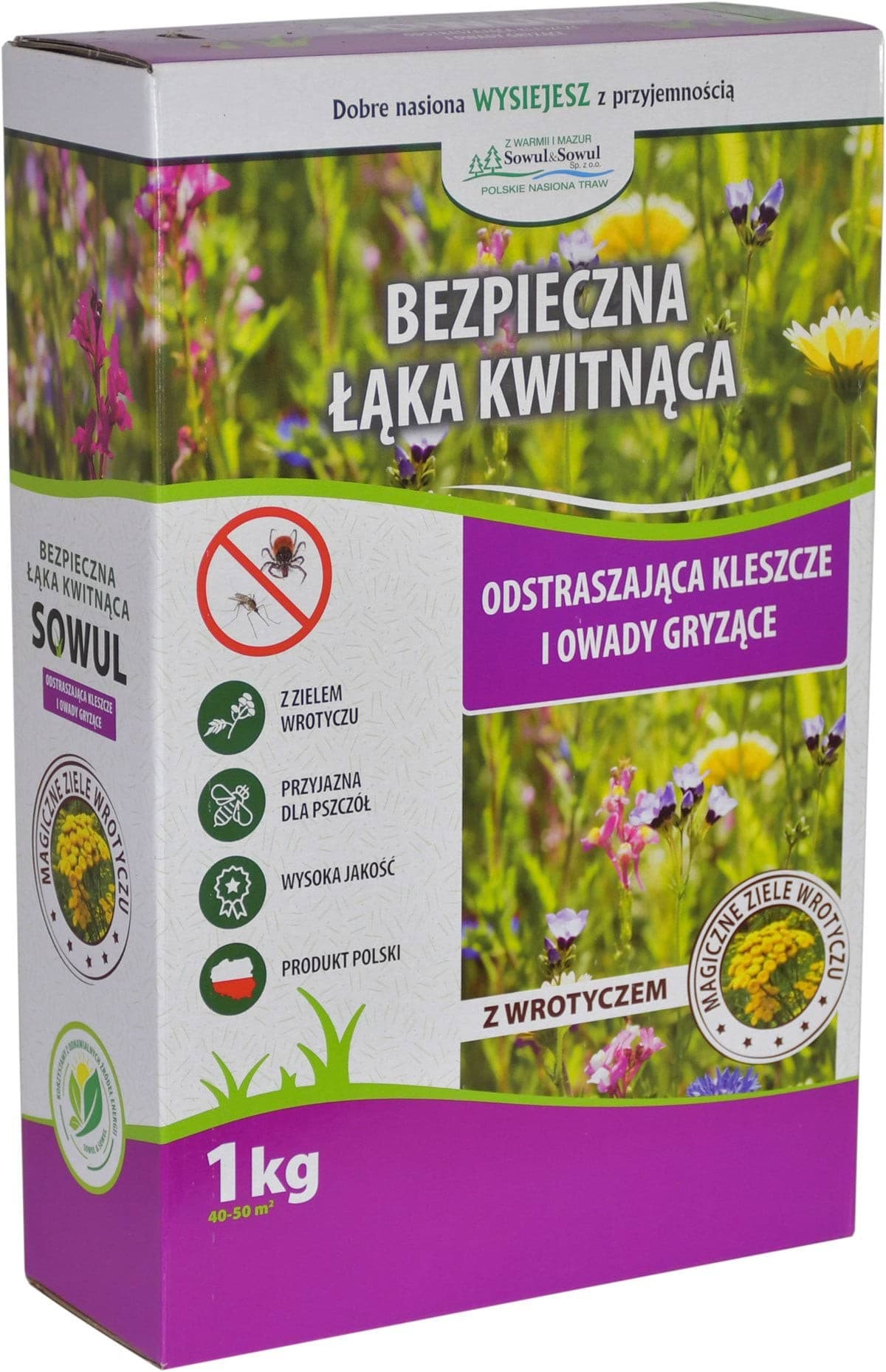 Mieszanka traw Bezpieczna Łąka Kwitnąca, 1 kg, Sowul & Sowul