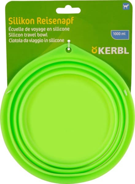 Miska silikonowa podróżna, 1000 ml, zielona, Kerbl