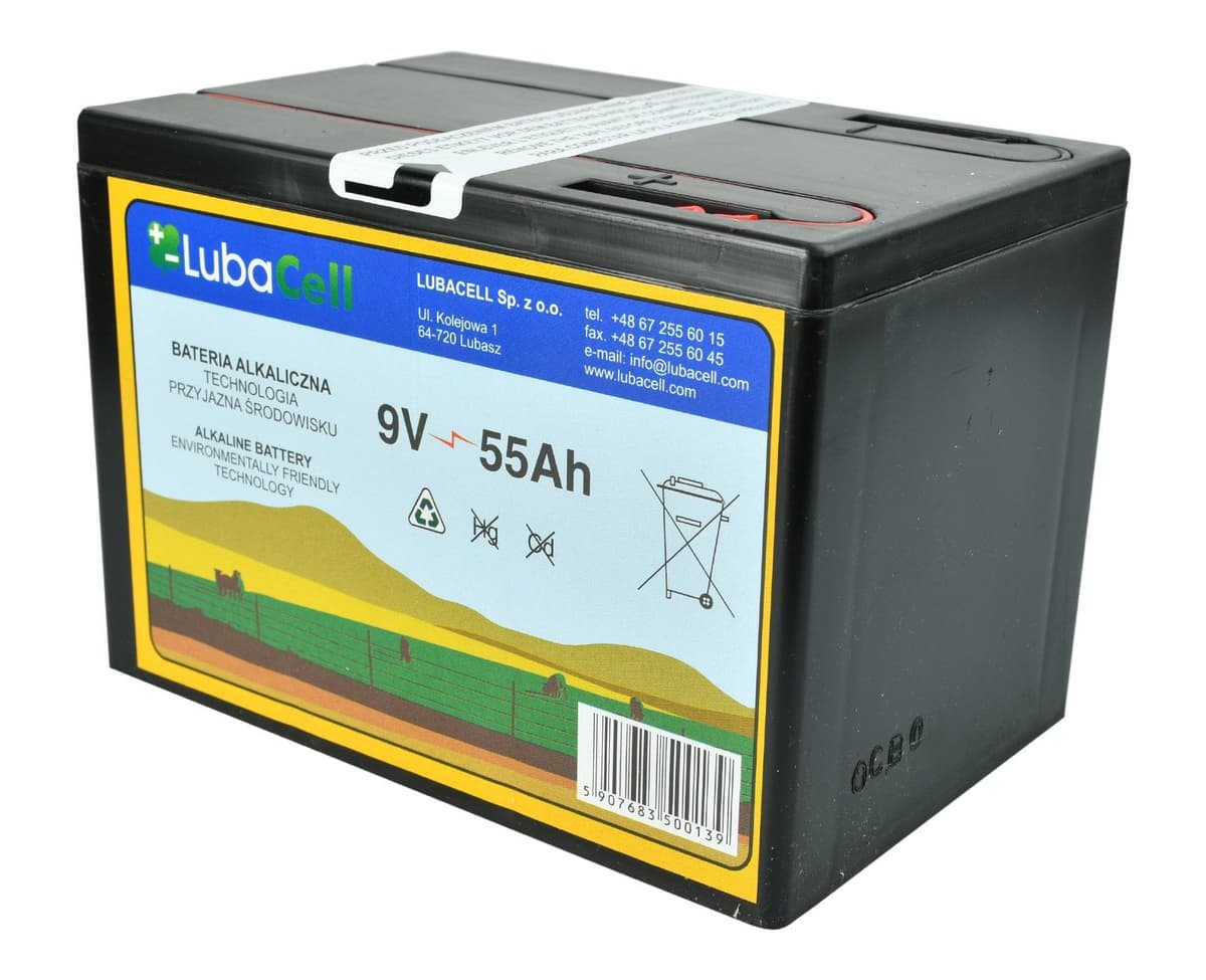 Bateria alkaliczna do elektryzatora, 9 V, 55 Ah, Lubacell
