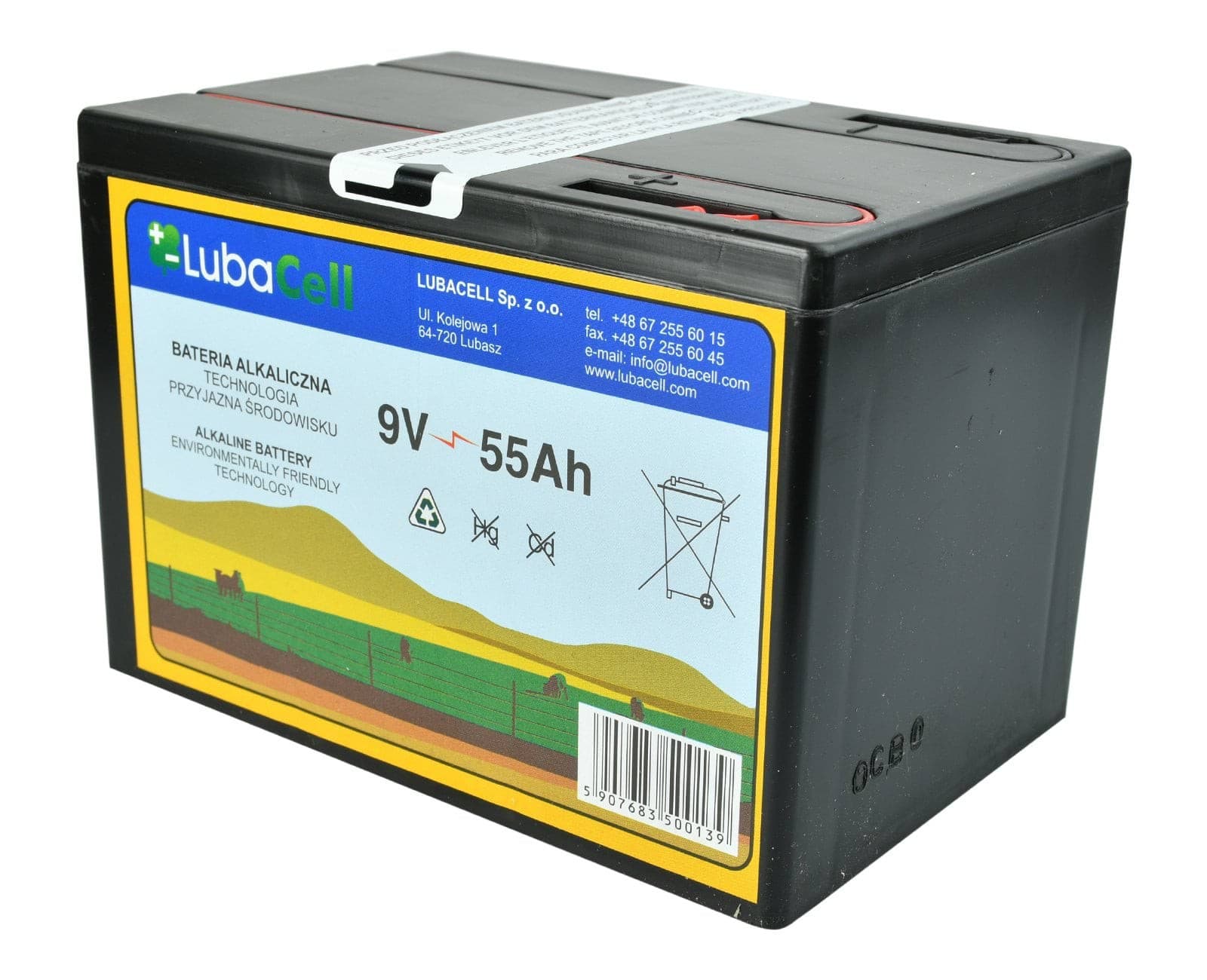 Bateria alkaliczna do elektryzatora, 9 V, 55 Ah, Lubacell