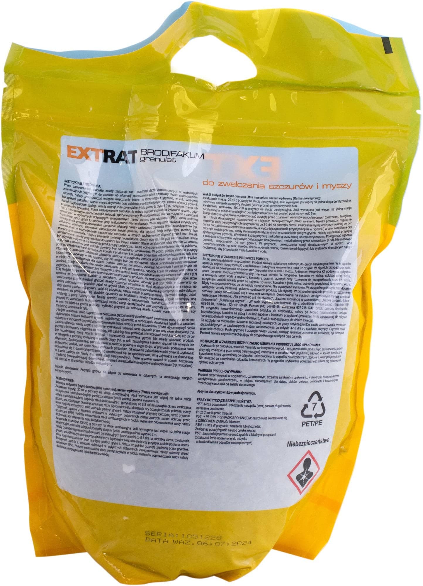 Trutka na myszy i szczury, granulat 1,5 kg, brodifakum, Extrat.
