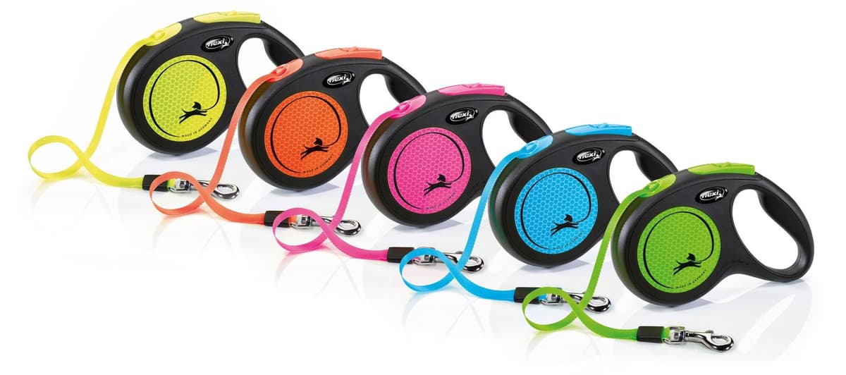 Smycz Flexi Classic, taśma, roz. S, 5 m, 15 kg, neonowy/niebieski