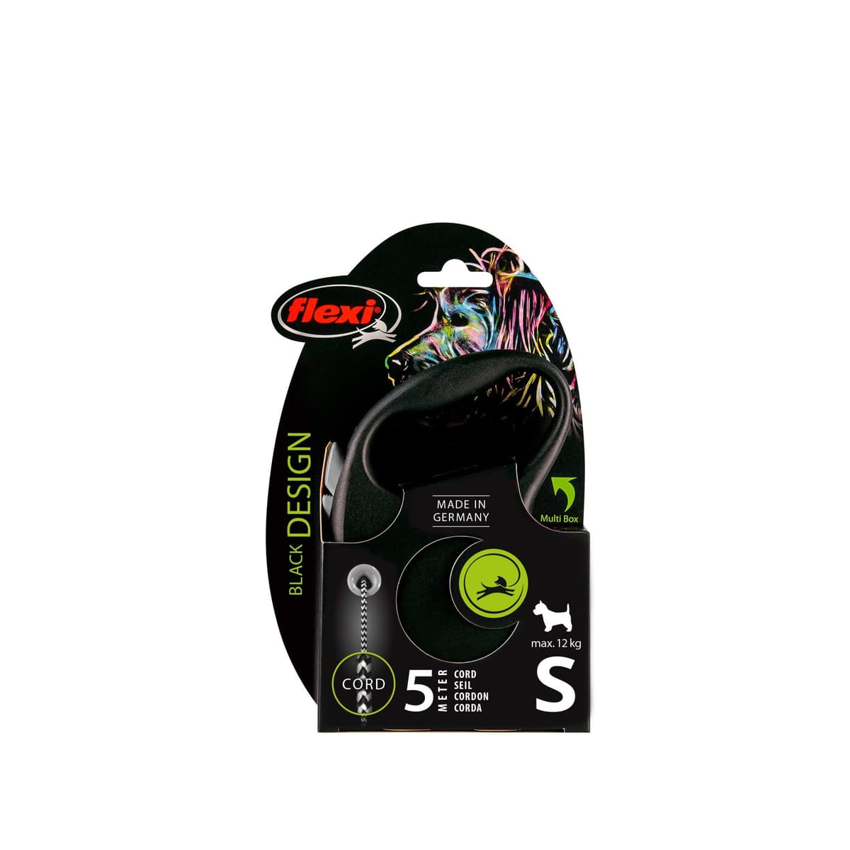 Smycz dla psa Flexi Black Design, linka, srebrna, roz. S, 5 m, 12 kg