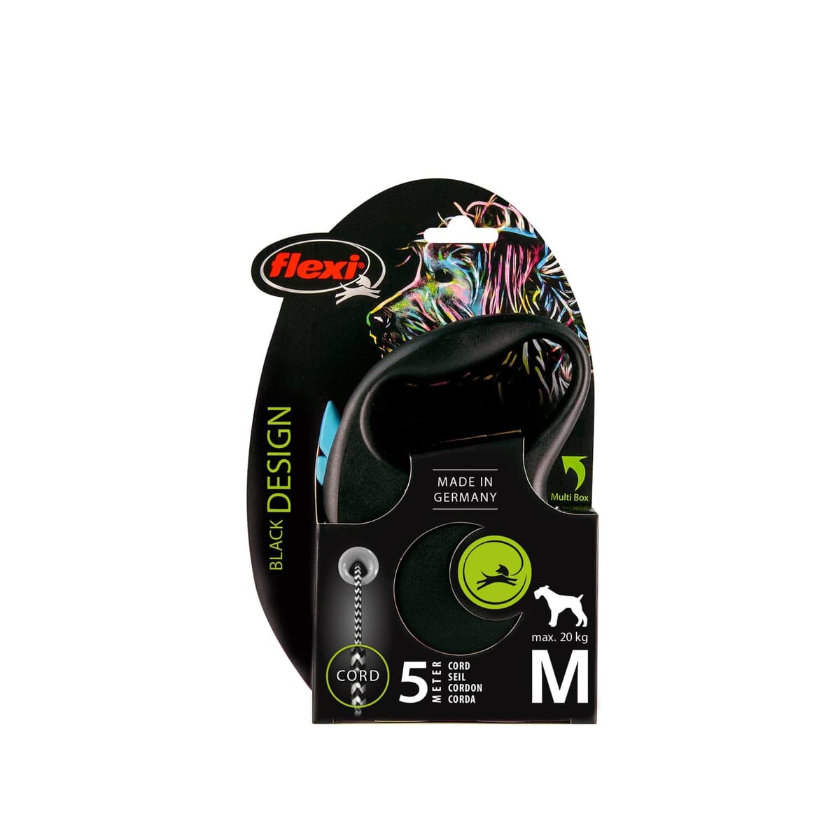 Smycz dla psa Flexi Black Design, linka, niebieska, roz. M, 5 m, 20 kg