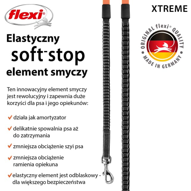 Smycz dla psa Flexi Xtreme, taśma, pomarańczowa, roz. S, 5 m, 20 kg
