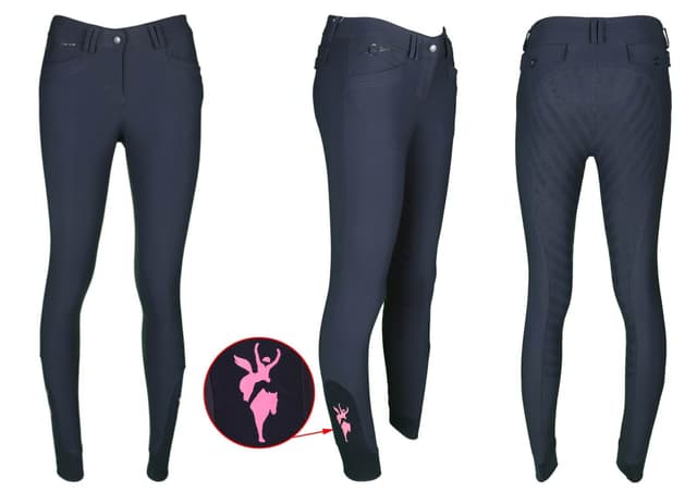 Bryczesy Janne x PinkRibbon, damskie, granatowy, Covalliero