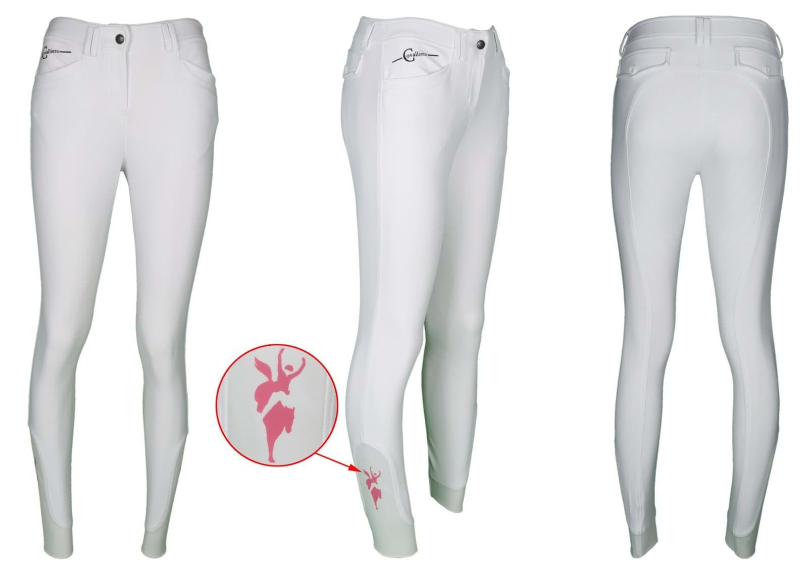 Bryczesy Janne x PinkRibbon, damskie, biały, Covalliero