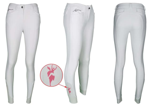 Bryczesy Janne x PinkRibbon, damskie, biały, Covalliero