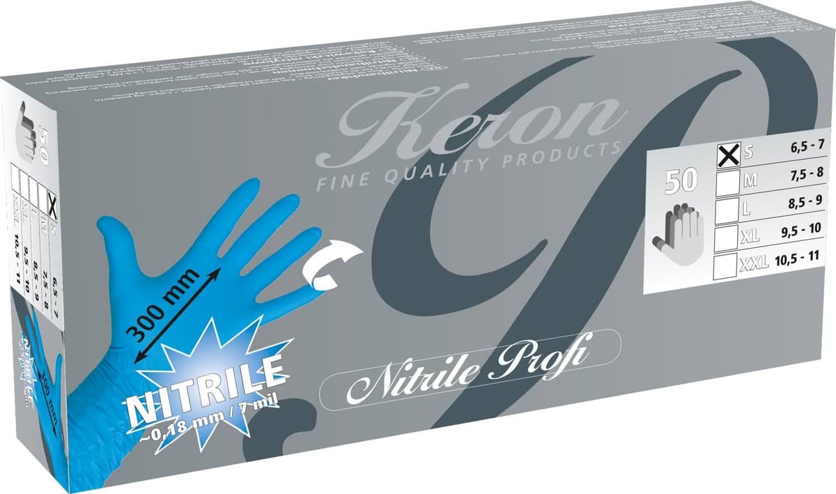 Rękawice Nitrile PROFI rozmiar S, 30 cm, niebieske, 50 szt., Kerbl
