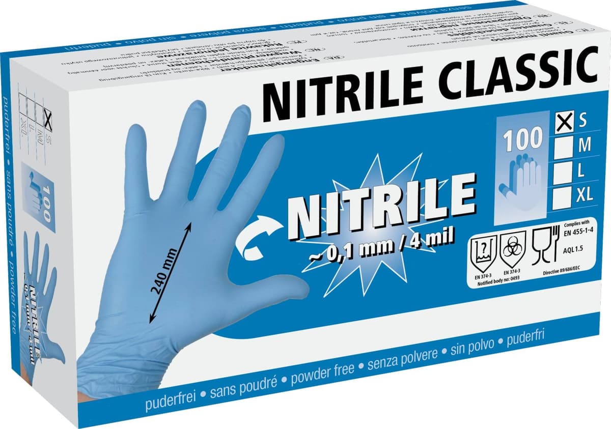 Rękawice Nitrile Classic, rozmiar L, niebieske, 100 szt., Kerbl