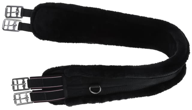 Popręg ze sztucznym futrem, czarny, 130 cm, Covalliero