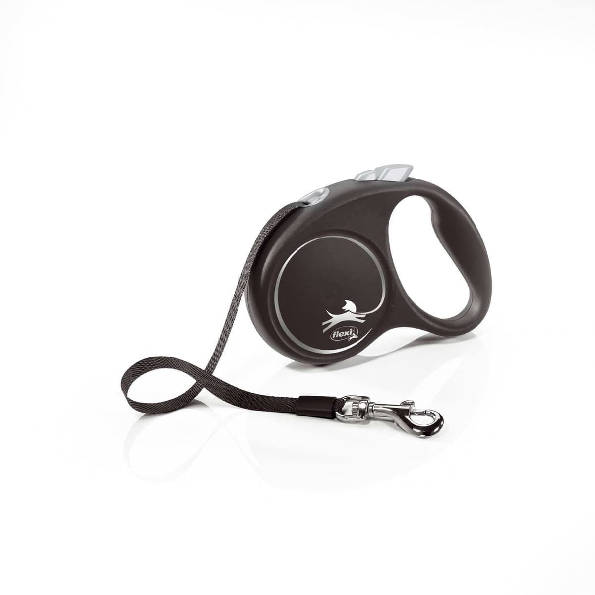 Smycz dla psa Flexi Black Design, taśma, srebrna, roz. S, 5 m, 15 kg