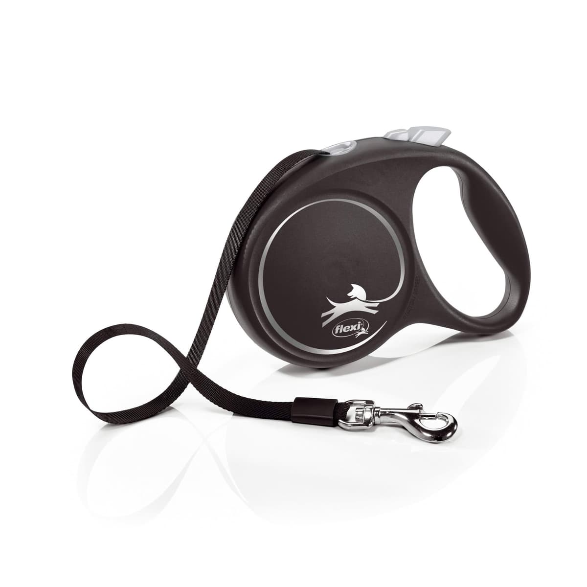 Smycz dla psa Flexi Black Design, taśma, srebrna, roz. L, 5 m, 50 kg