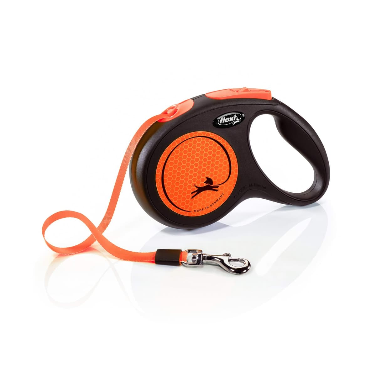 Smycz Flexi Classic, taśma, roz. S, 5 m, 15 kg,neonowy/pomarańczowy