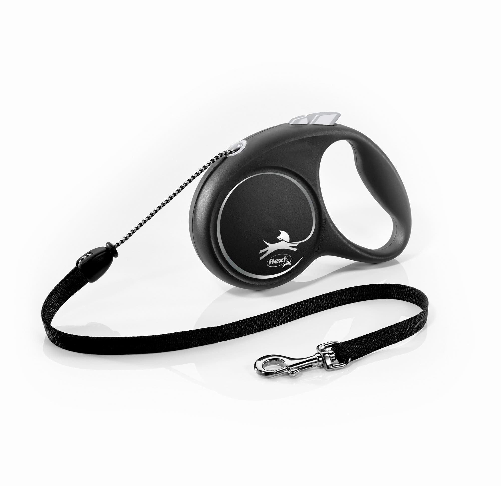 Smycz dla psa Flexi Black Design, linka, srebrna, roz. M, 5 m, 20 kg
