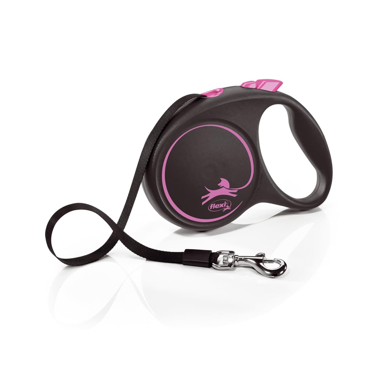 Smycz dla psa Flexi Black Design, taśma, różowa, roz. L, 5 m, 50 kg