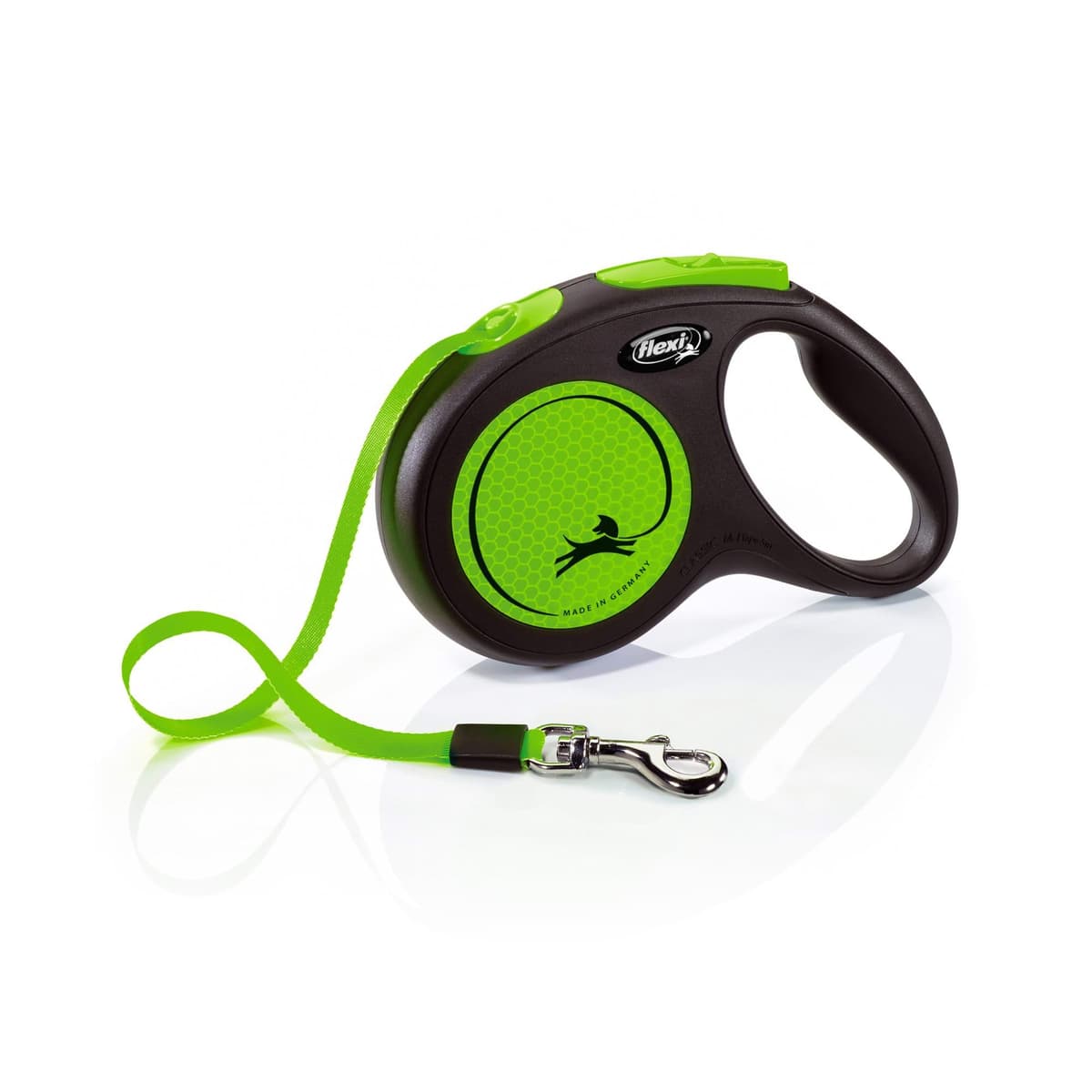 Smycz Flexi Classic, taśma, roz. S, 5 m, 15 kg, neonowy/zielony