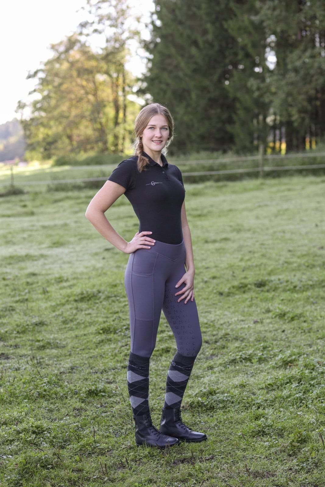 Legginsy jeździeckie ClassicStar, damskie, grafitowy, Covalliero
