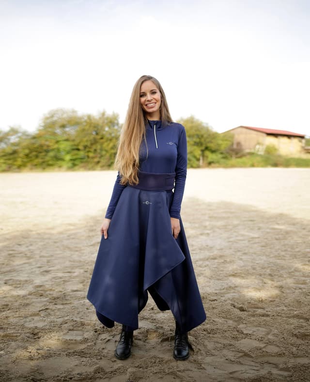 Spódnica termiczna do jazdy konnej, granatowa, Covalliero