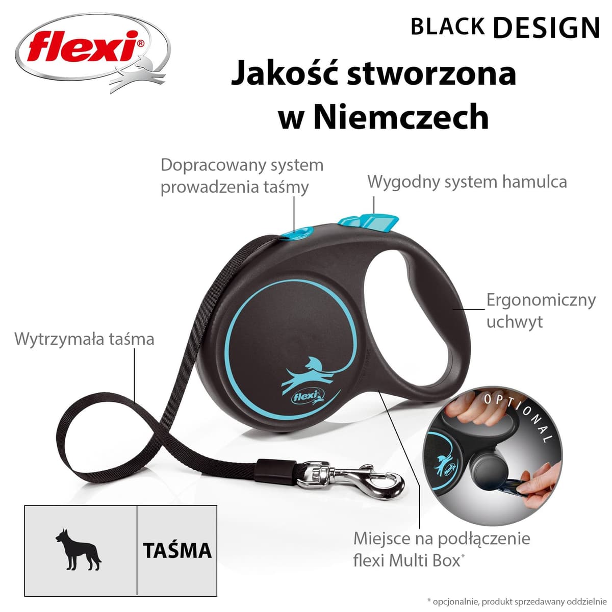 Smycz dla psa Flexi Black Design, taśma