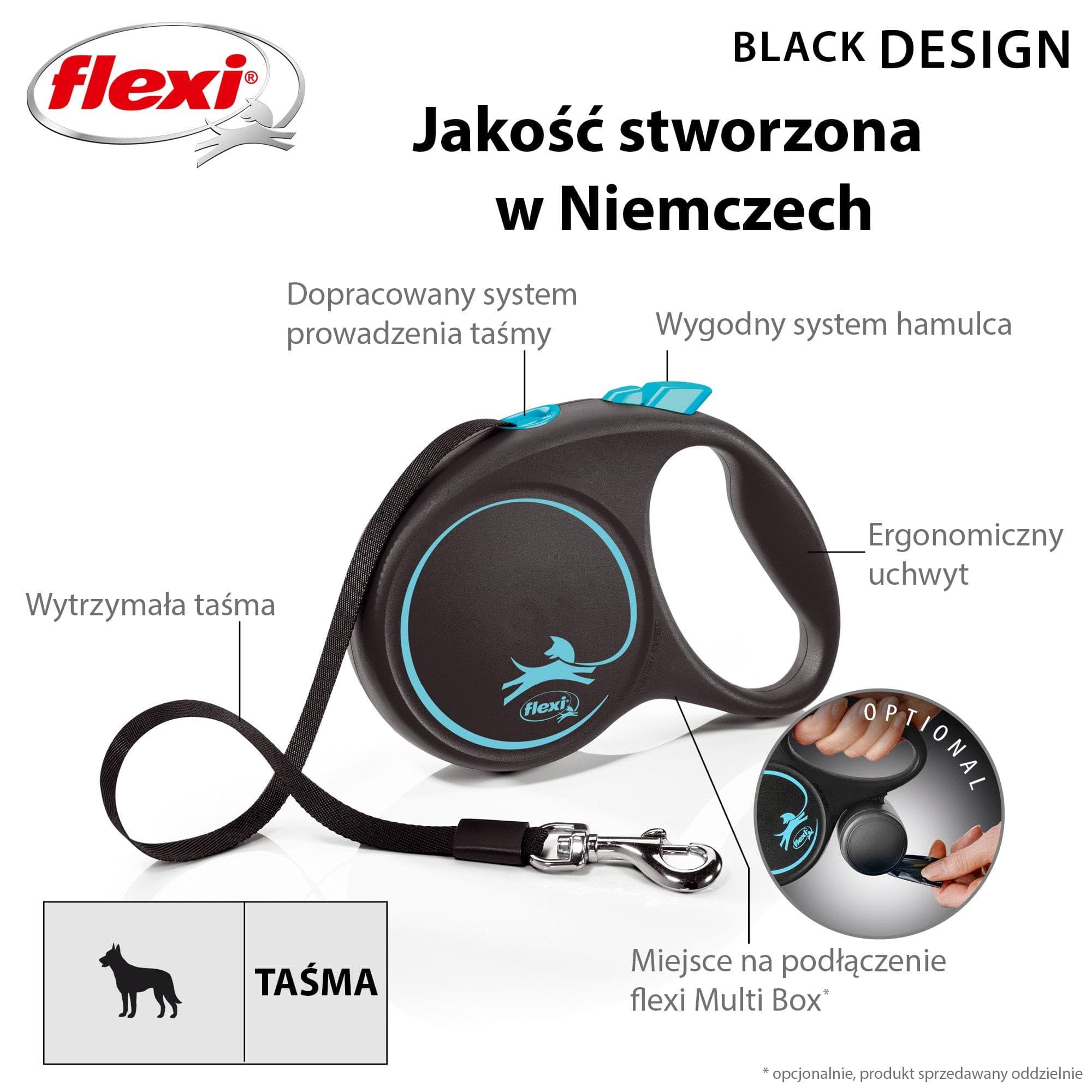 Smycz dla psa Flexi Black Design, taśma