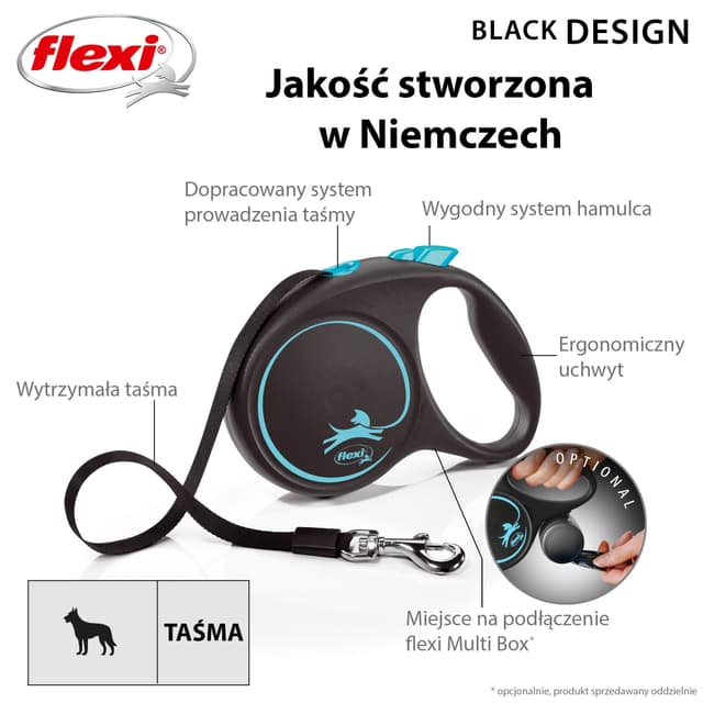 Smycz dla psa Flexi Black Design, taśma