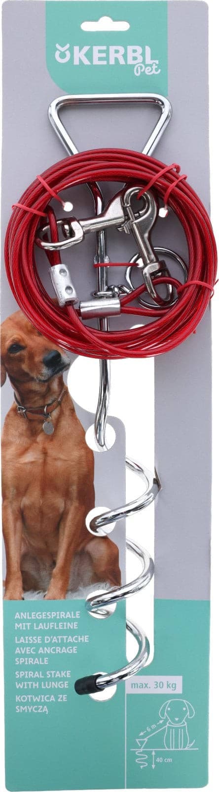 Spiralny palik z linką wybiegową, 6m, do 30kg, Kerbl