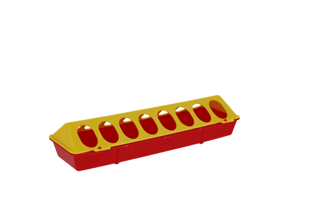 Karmidło dla drobiu, 30 cm x 10 cm, żółty/czerwony