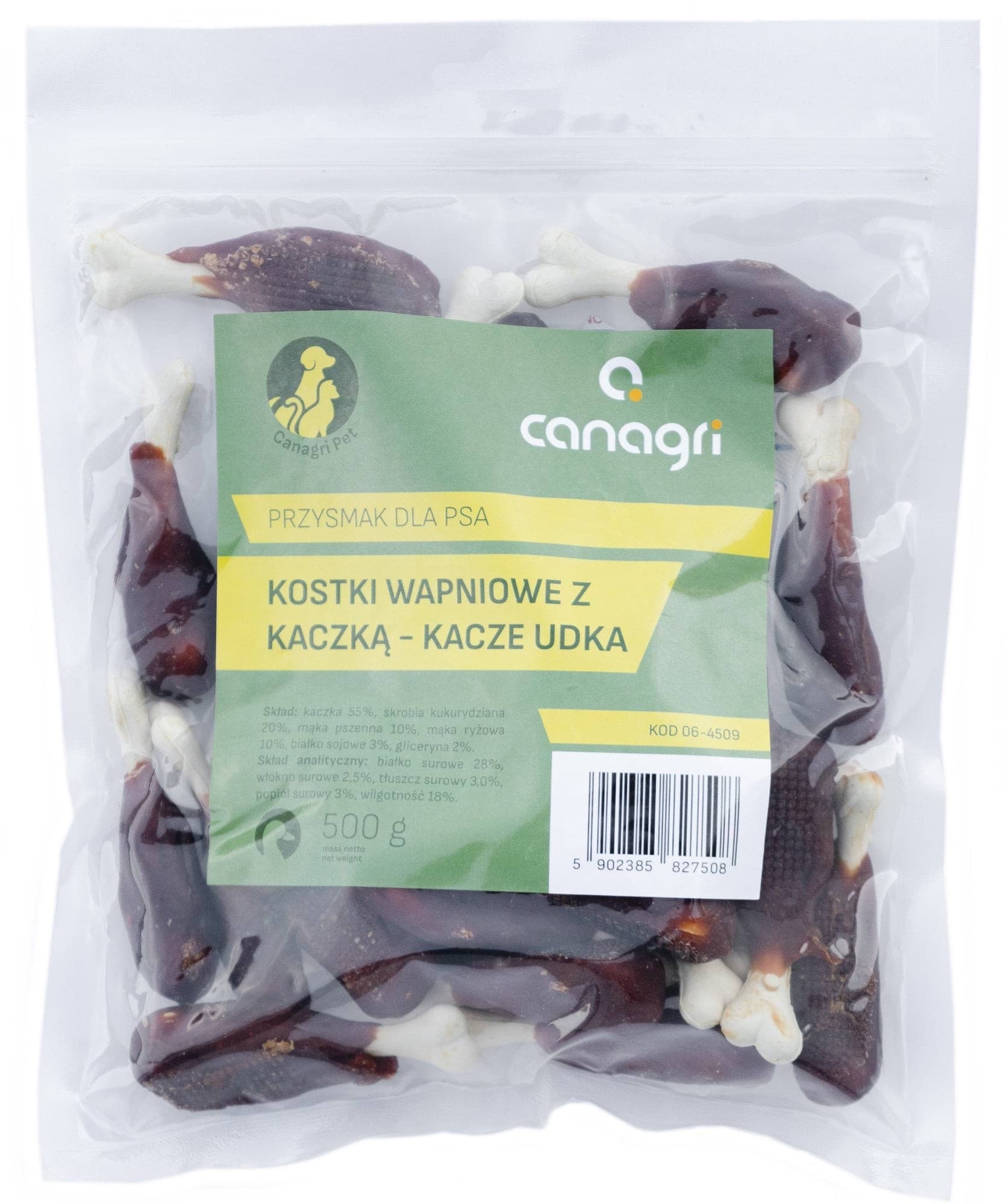 Przysmak dla psa, kostki wapniowe z kaczką, 500 g, Can Agri