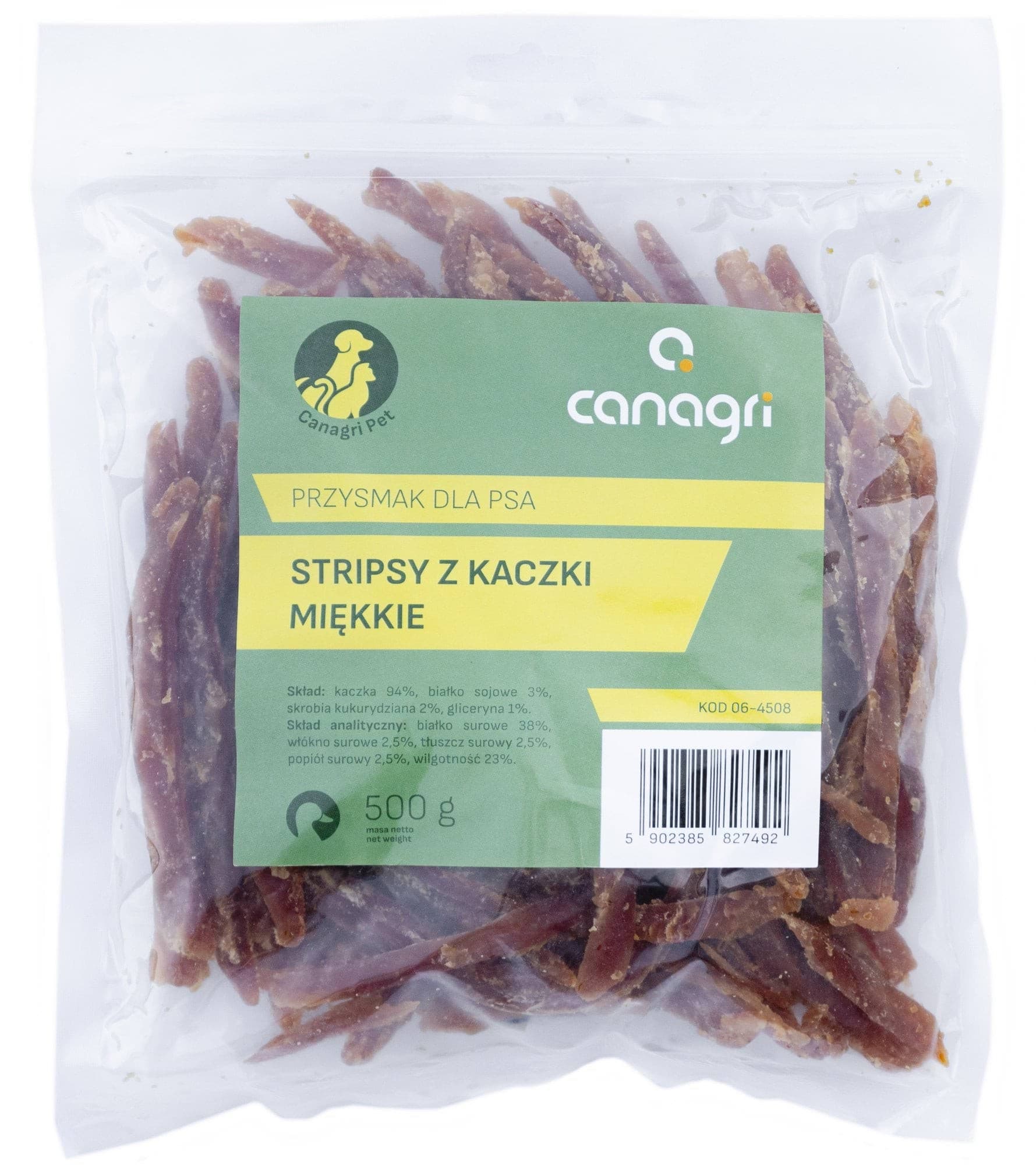 Przysmak dla psa, stripsy z kaczki, miękkie, 500 g, Can Agri