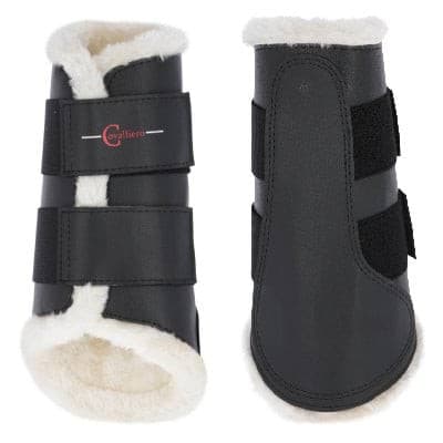 Ochraniacze ujeżdżeniowe dla konia, ze sztucznym futrem, czarny, Covalliero