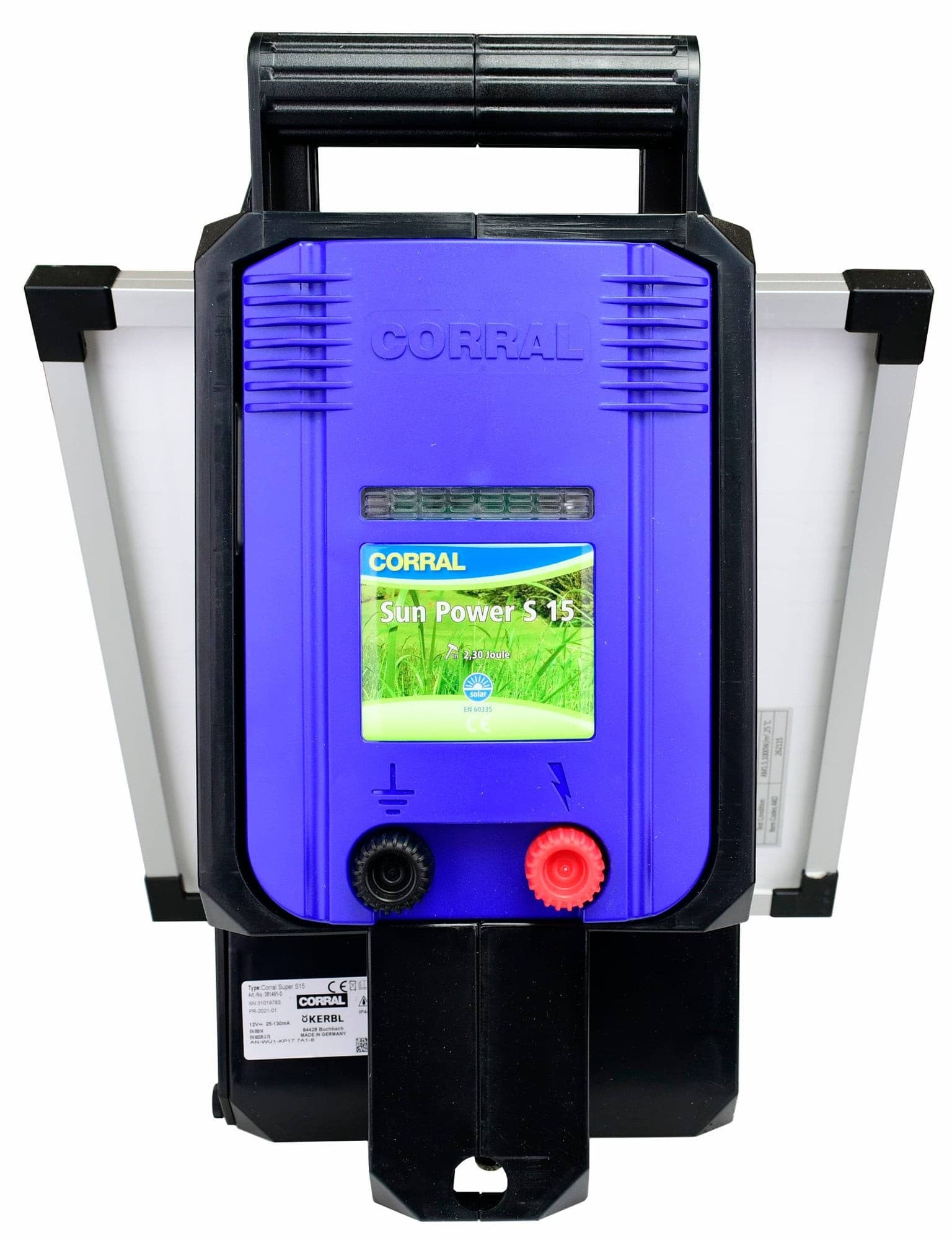 Elektryzator solarny Corral SunPower S 15, dla koni, bydła trzody chlewnej i kur, 2,3 J