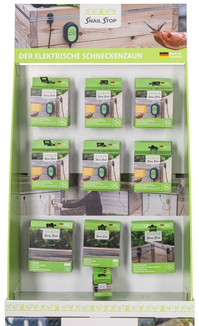 Ekspozytor z pakietem startowym elektryczne ogrodzenie przeciw ślimakom SnailStop, Kerbl